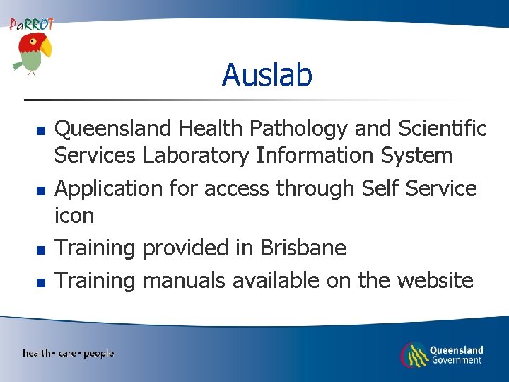 Auslab n n Queensland Health Pathology and Scientific Services Laboratory Information System Application for
