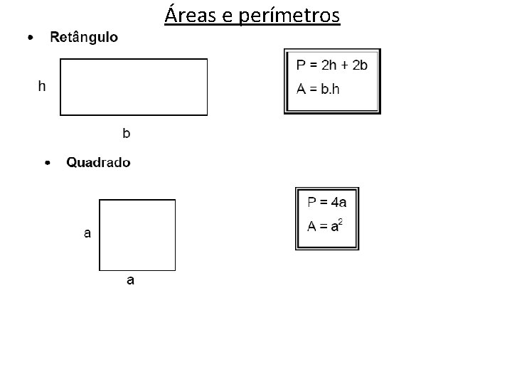 Áreas e perímetros 