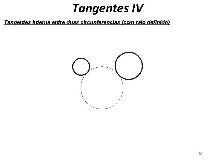 Tangentes IV Tangentes interna entre duas circunferencias (com raio definido) 29 