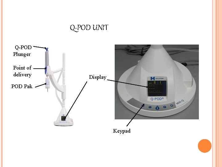 Q-POD UNIT Q-POD Plunger Point of delivery Display POD Pak Keypad 