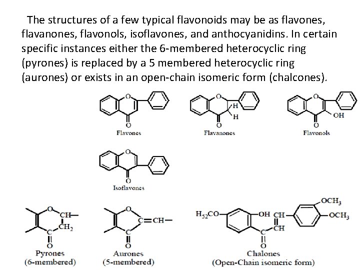 The structures of a few typical flavonoids may be as flavones, flavanones, flavonols, isoflavones, The structures of a few typical flavonoids may be as flavones, flavanones, flavonols, isoflavones,
