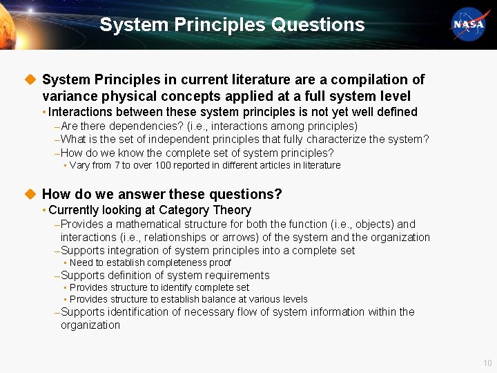 System Principles Questions u System Principles in current literature a compilation of variance physical