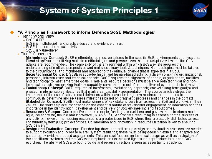 System of System Principles 1 u "A Principles Framework to inform Defence So. SE