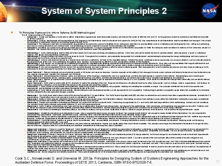 System of System Principles 2 u "A Principles Framework to inform Defence So. SE