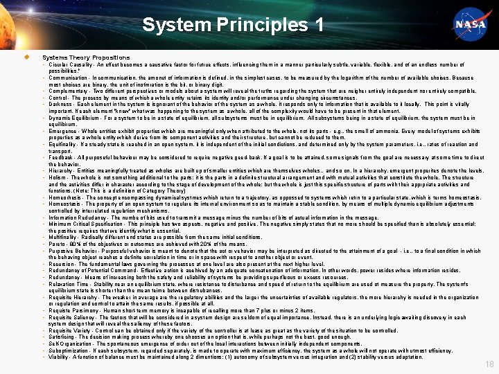 System Principles 1 u Systems Theory Propositions • Cicurlar Causality - An effect becomes