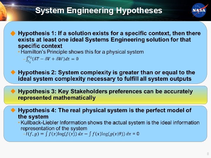 System Engineering Hypotheses u 8 