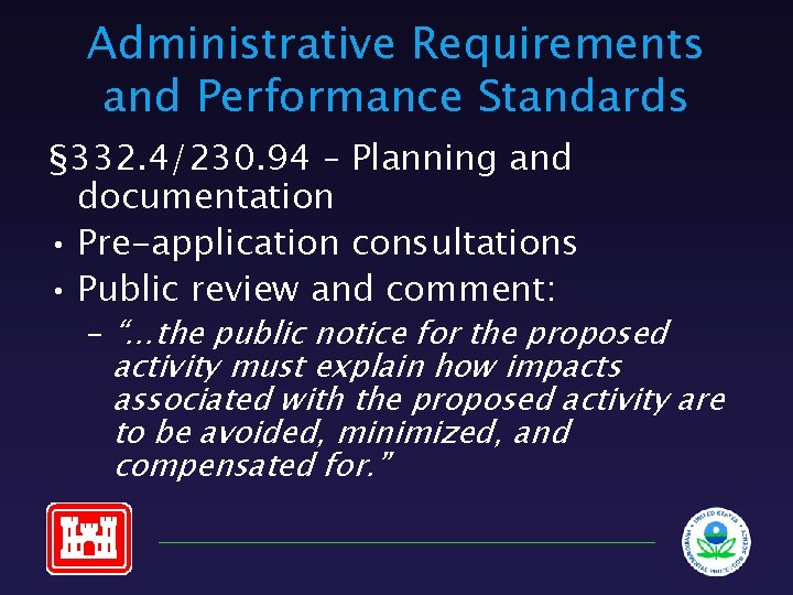 Administrative Requirements and Performance Standards § 332. 4/230. 94 – Planning and documentation •