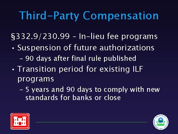 Third-Party Compensation § 332. 9/230. 99 – In-lieu fee programs • Suspension of future
