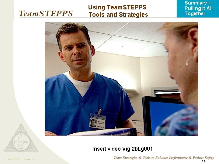 Using Team. STEPPS Tools and Strategies Summary— Pulling it All Together Insert video Vig