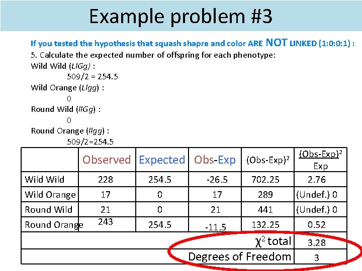 Example problem #3 If you tested the hypothesis that squash shapre and color ARE Example problem #3 If you tested the hypothesis that squash shapre and color ARE