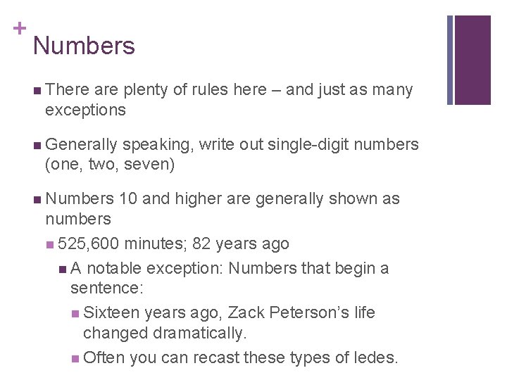 + Numbers n There are plenty of rules here – and just as many