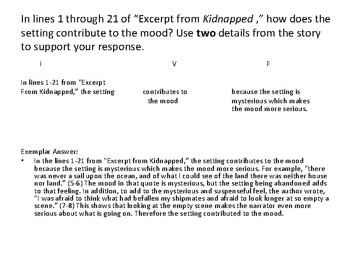 In lines 1 through 21 of “Excerpt from Kidnapped , ” how does the