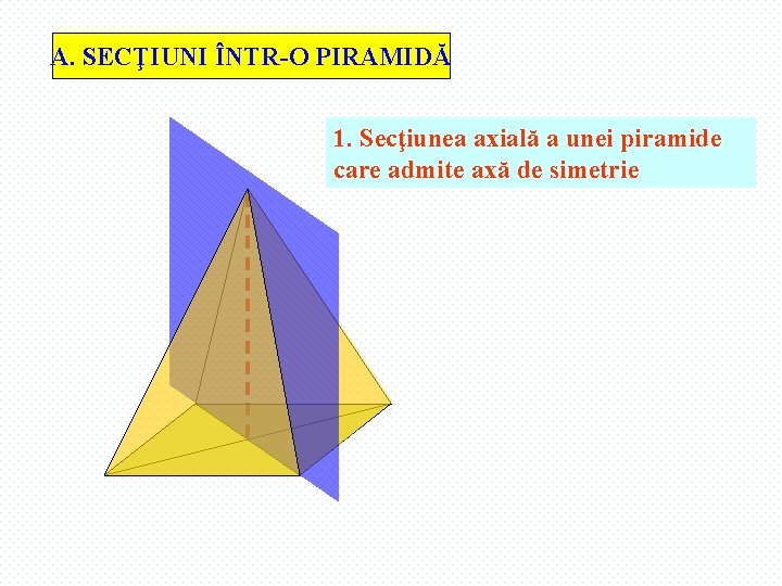 A. SECŢIUNI ÎNTR-O PIRAMIDĂ 1. Secţiunea axială a unei piramide care admite axă de