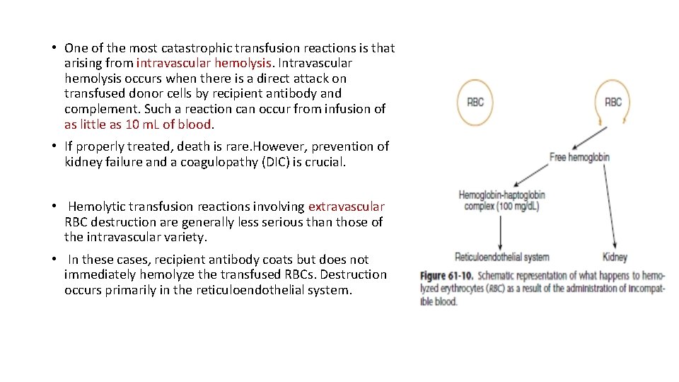  • One of the most catastrophic transfusion reactions is that arising from intravascular