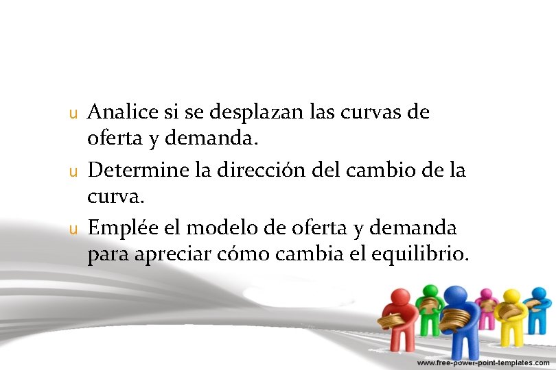 u u u Analice si se desplazan las curvas de oferta y demanda. Determine