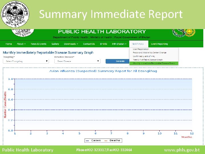 Summary Immediate Report Public Health Laboratory Phone#02 -323317/Fax#02 -332464 www. phls. gov. bt 