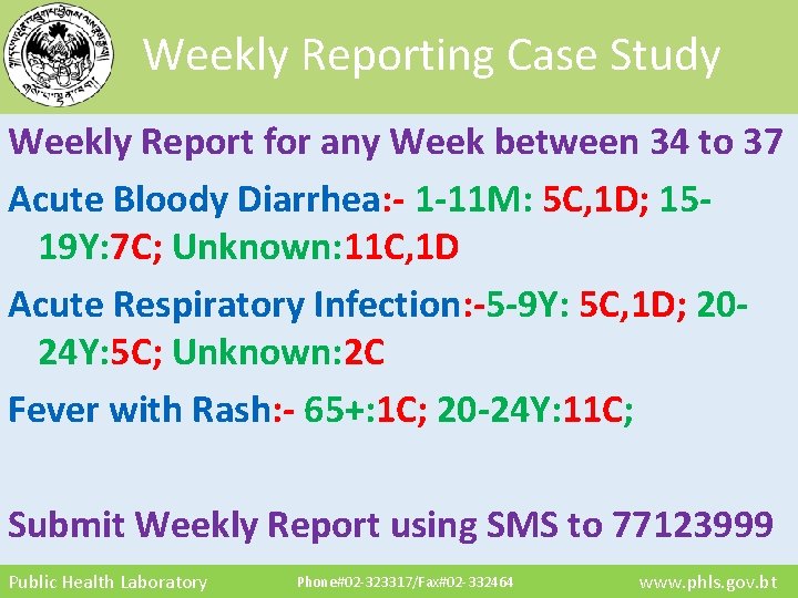 Weekly Reporting Case Study Weekly Report for any Week between 34 to 37 Acute