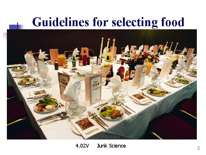 Guidelines for selecting food 4. 02 V Junk Science 2 