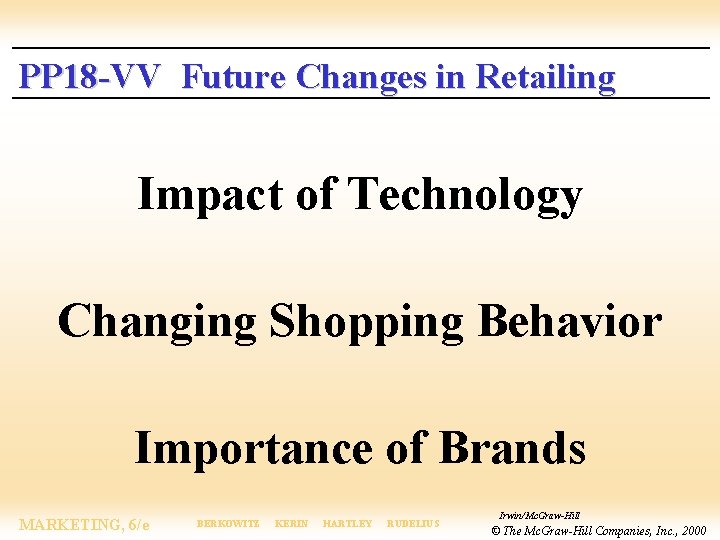PP 18 -VV Future Changes in Retailing Impact of Technology Changing Shopping Behavior Importance