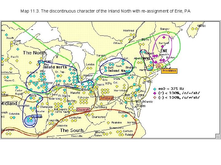 Map 11. 3. The discontinuous character of the Inland North with re-assignment of Erie,