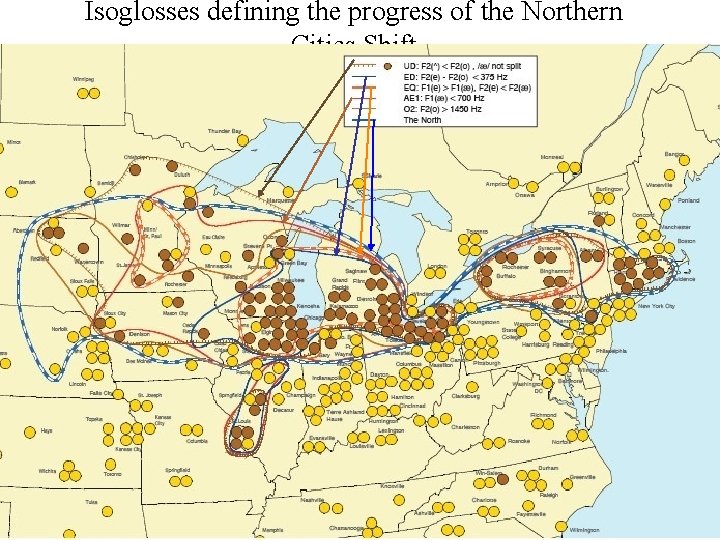 Isoglosses defining the progress of the Northern Cities Shift 