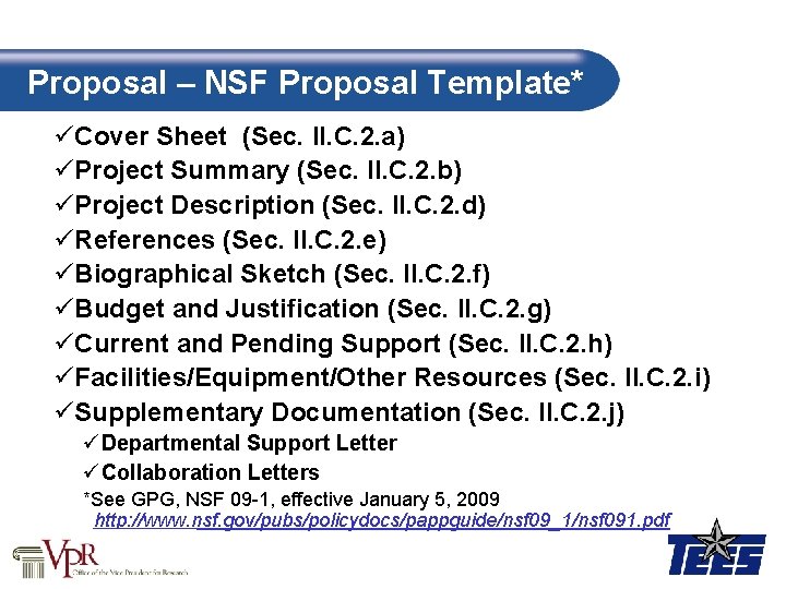 Proposal – NSF Proposal Template* üCover Sheet (Sec. II. C. 2. a) üProject Summary