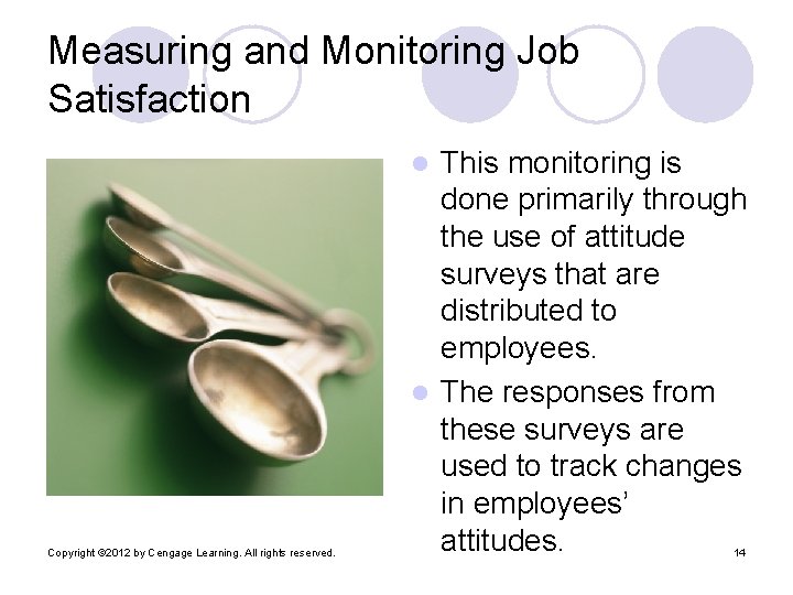 Measuring and Monitoring Job Satisfaction This monitoring is done primarily through the use of Measuring and Monitoring Job Satisfaction This monitoring is done primarily through the use of