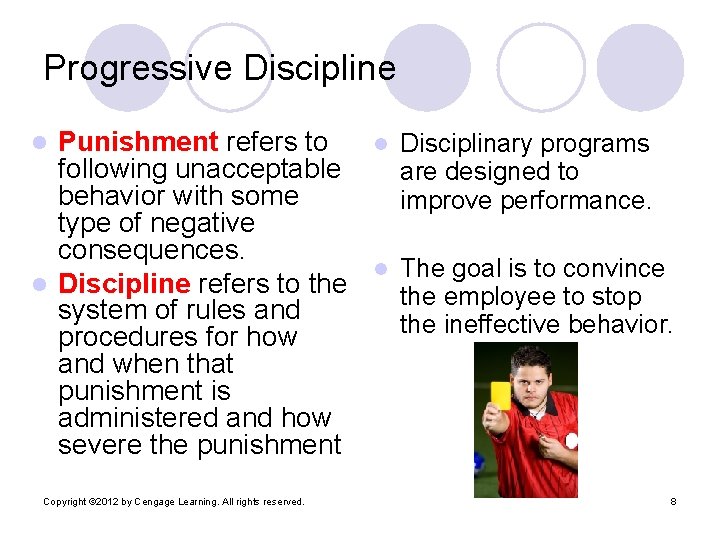 Progressive Discipline Punishment refers to following unacceptable behavior with some type of negative consequences. Progressive Discipline Punishment refers to following unacceptable behavior with some type of negative consequences.