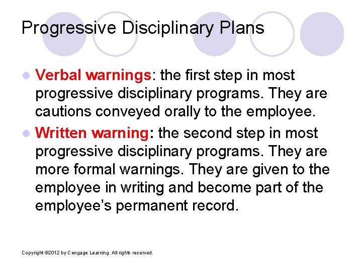 Progressive Disciplinary Plans Verbal warnings: the first step in most progressive disciplinary programs. They Progressive Disciplinary Plans Verbal warnings: the first step in most progressive disciplinary programs. They