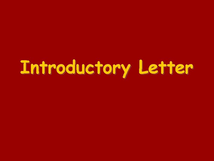 Introductory Letter 