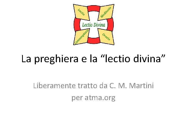 La preghiera e la “lectio divina” Liberamente tratto da C. M. Martini per atma.