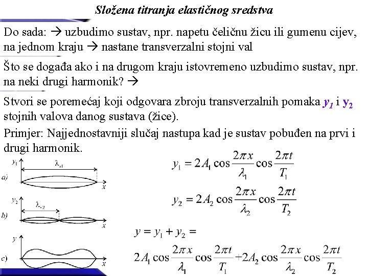 Složena titranja elastičnog sredstva Do sada: uzbudimo sustav, npr. napetu čeličnu žicu ili gumenu