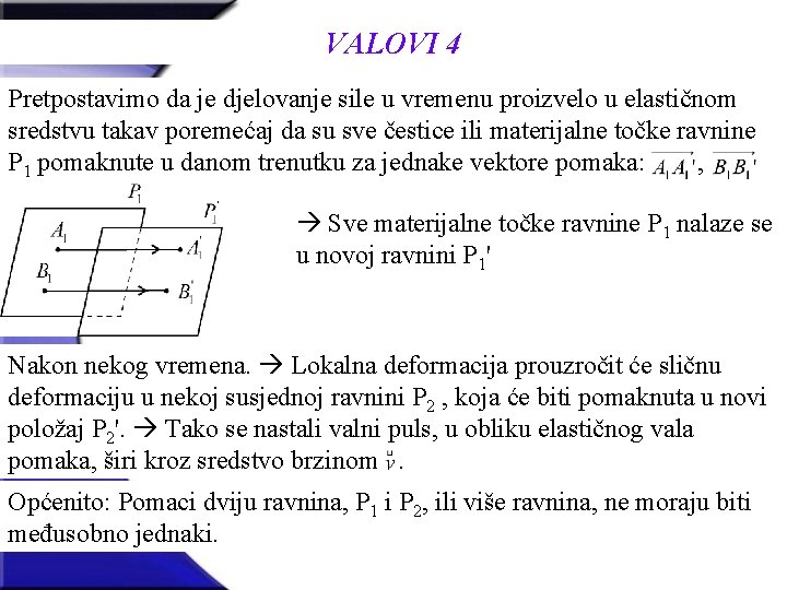 VALOVI 4 Pretpostavimo da je djelovanje sile u vremenu proizvelo u elastičnom sredstvu takav