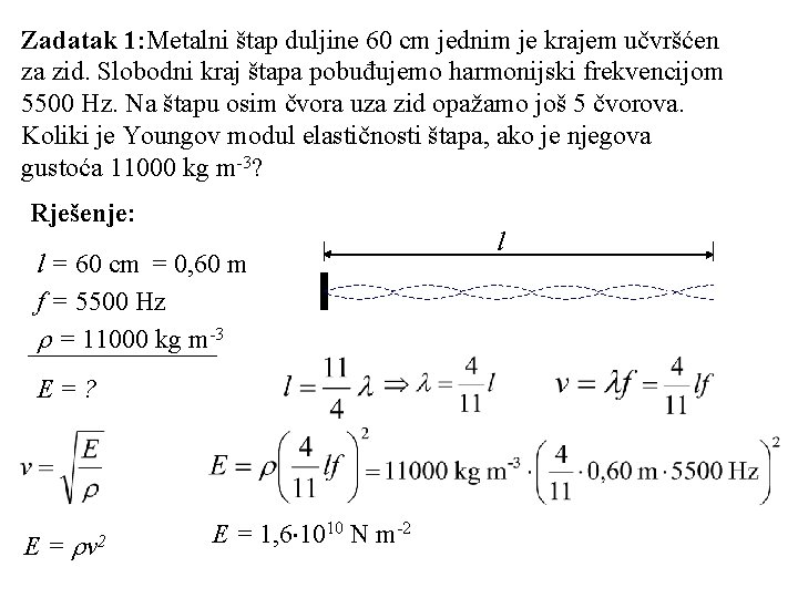 Zadatak 1: Metalni štap duljine 60 cm jednim je krajem učvršćen za zid. Slobodni