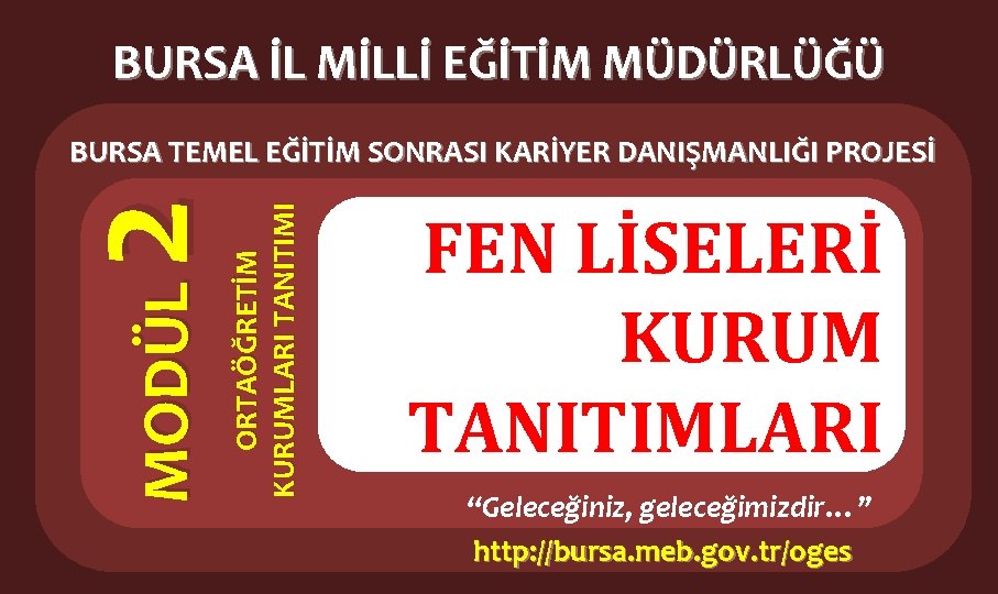 BURSA İL MİLLİ EĞİTİM MÜDÜRLÜĞÜ ORTAÖĞRETİM KURUMLARI TANITIMI MODÜL 2 BURSA TEMEL EĞİTİM SONRASI