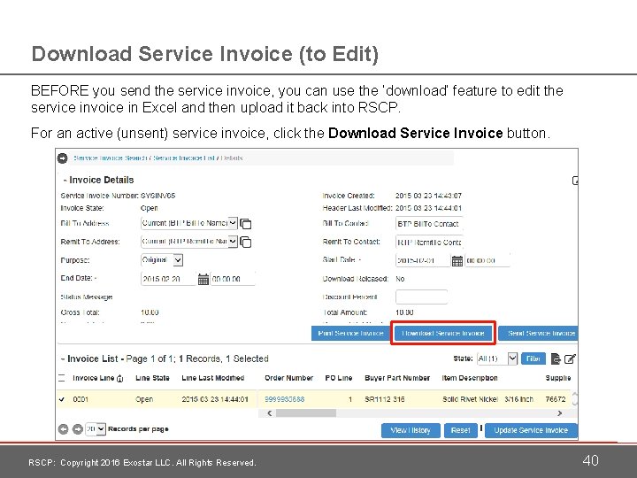 Download Service Invoice (to Edit) BEFORE you send the service invoice, you can use
