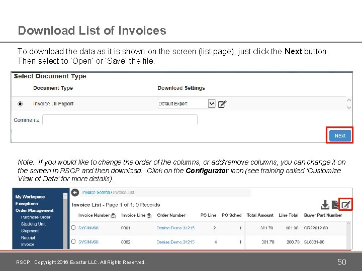 Download List of Invoices To download the data as it is shown on the