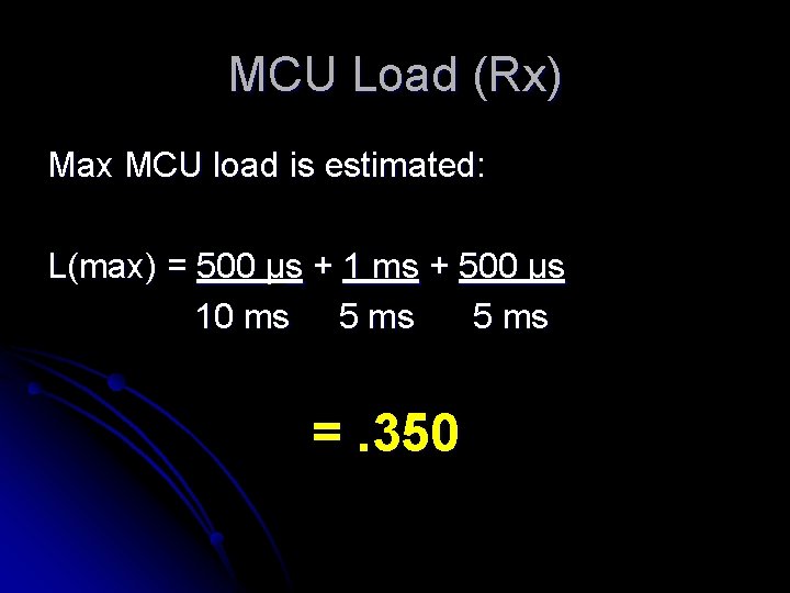 MCU Load (Rx) Max MCU load is estimated: L(max) = 500 μs + 1
