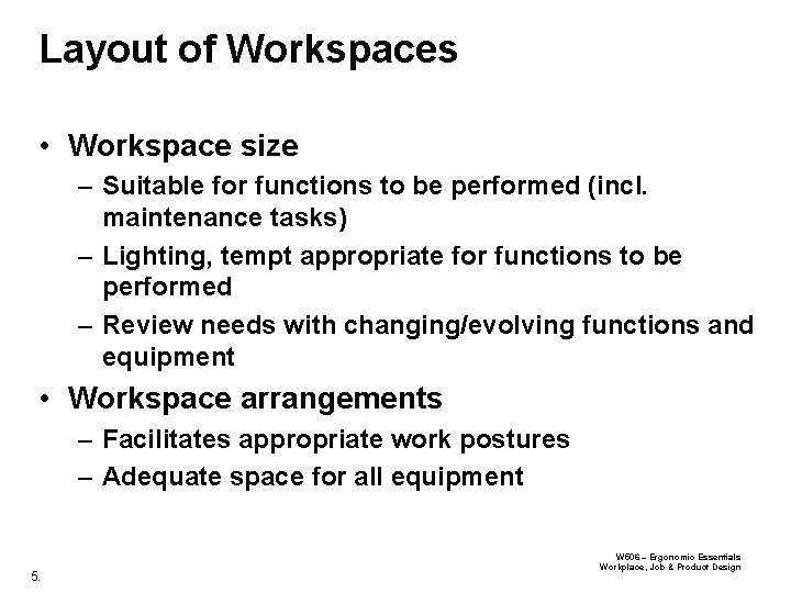 Working Point Layout WORKPLACE JOB PRODUCT DESIGN BP 1 W 506