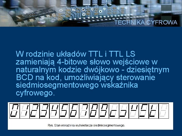 TECHNIKA CYFROWA W rodzinie układów TTL i TTL LS zamieniają 4 -bitowe słowo wejściowe