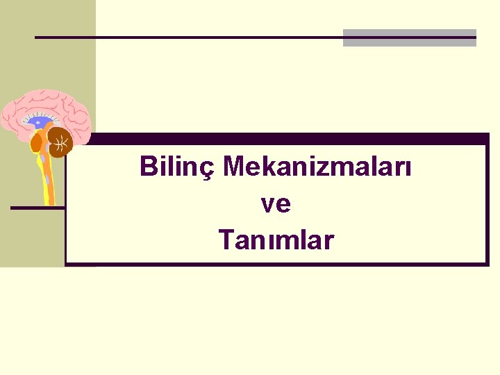 Bilinç Mekanizmaları ve Tanımlar Bilinç Mekanizmaları ve Tanımlar