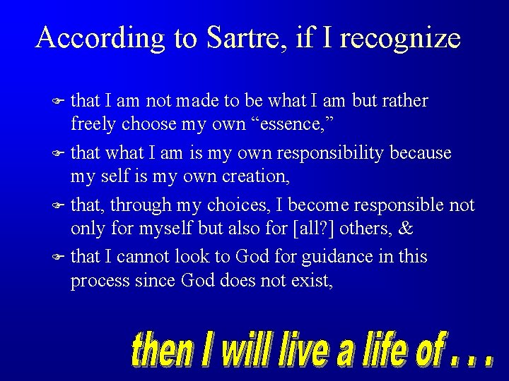 According to Sartre, if I recognize that I am not made to be what