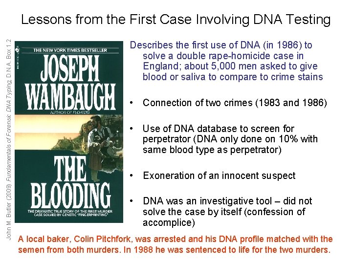 John M. Butler (2009) Fundamentals of Forensic DNA Typing, D. N. A. Box 1.