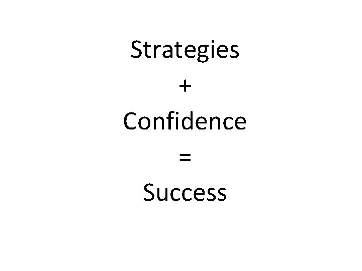 Strategies + Confidence = Success 