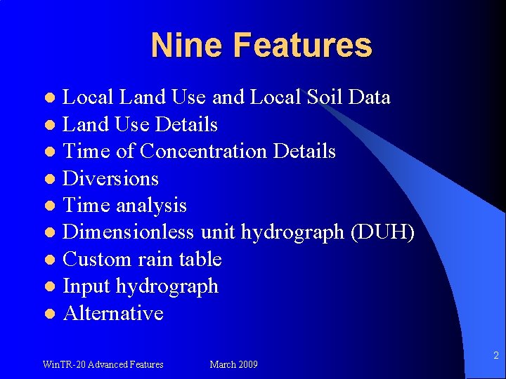 Nine Features Local Land Use and Local Soil Data l Land Use Details l