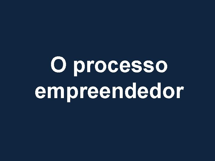 O processo empreendedor 
