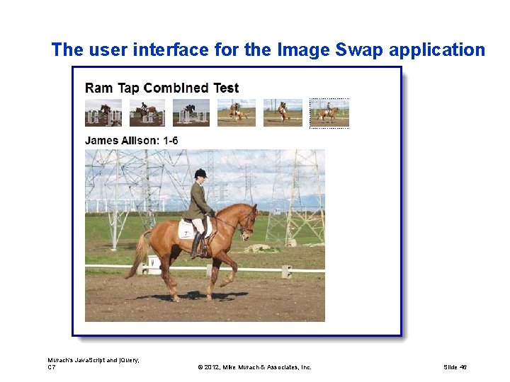 The user interface for the Image Swap application Murach's Java. Script and j. Query,