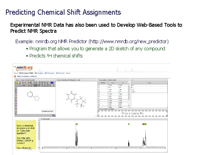 Predicting Chemical Shift Assignments Experimental NMR Data has also been used to Develop Web-Based