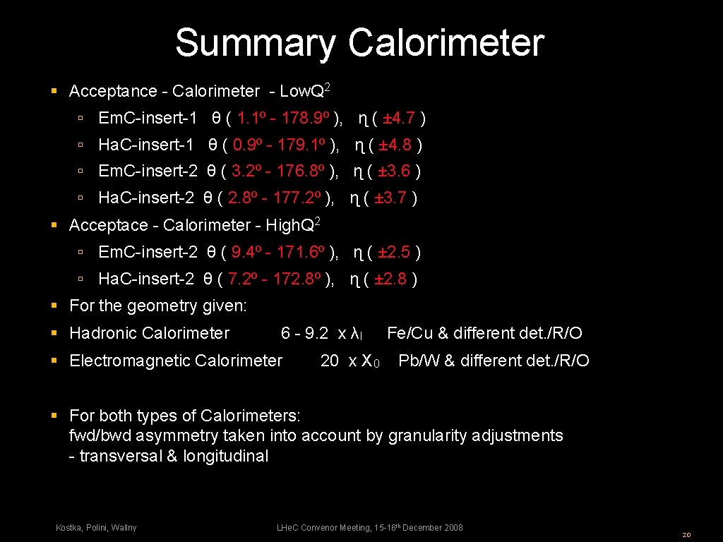 Some Design Considerations For L 1 The Lhe