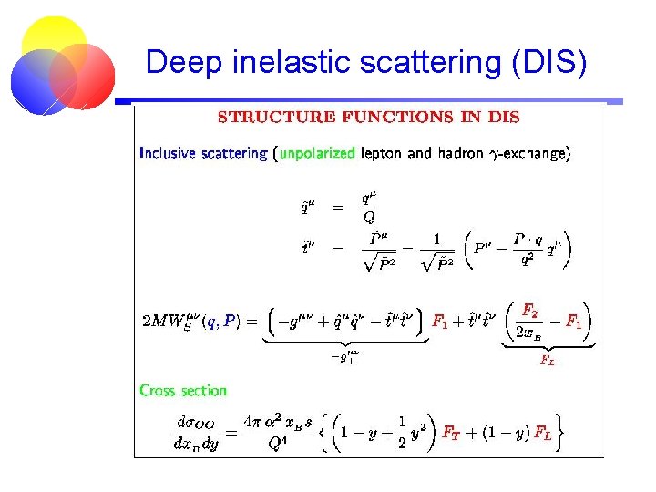 Deep inelastic scattering (DIS) 